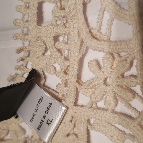 Bobeau NEW Knit Crochet Lace Blouse Top Topper Cotton Short Sleeve Women XL Sexy - Picture 8 of 11